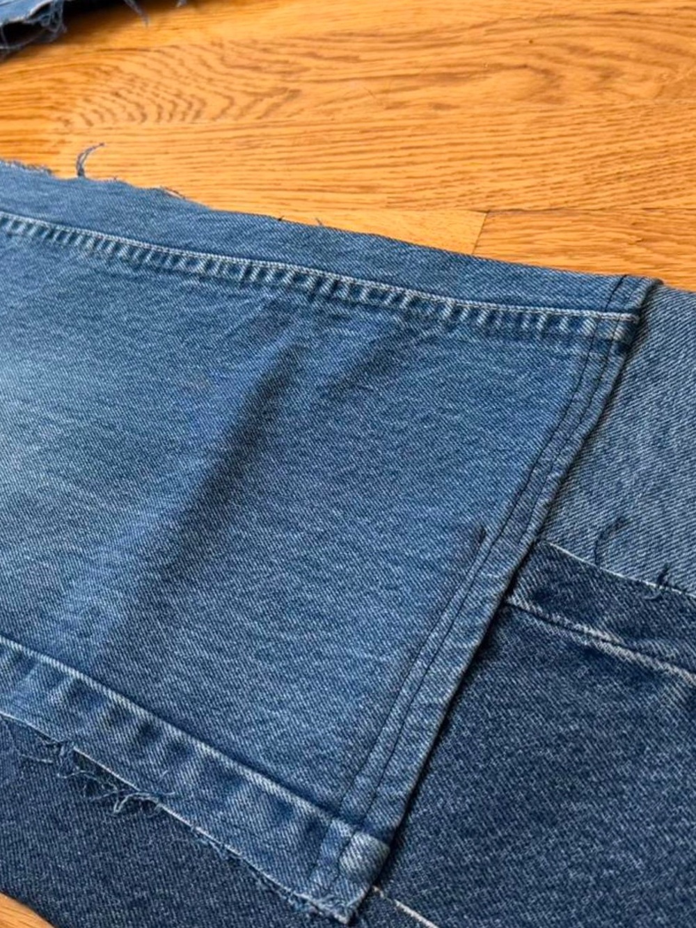 Patchwork Two-Tone Blue Denim Jeans - Picture 5 of 5
